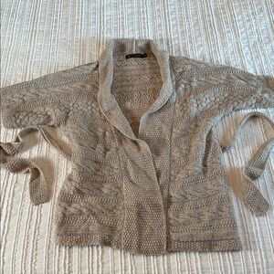 Fisherman core Cable Kint wool blend sweater small Cozy Knit Cardigan cottage